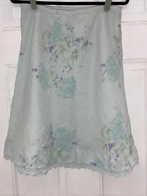 J. Jill Floral Linen Eyelet Scalloped Lace Hem A-Line Skirt Green/Purple Sz Sm • $22.49