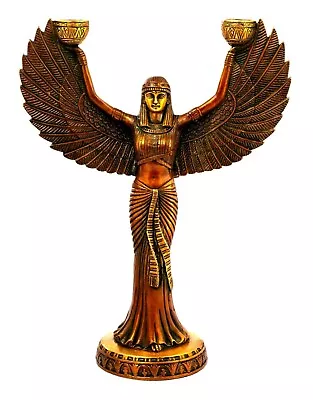 Goddess Isis Figurines Handmade Brass Candle Holder Egyptian Deity Statue Figure • £156.63