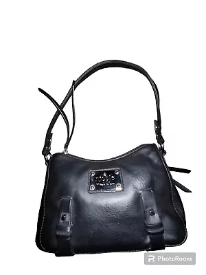 Nicole Miller Purse Satchel Shoulder Bag Black  Leather Pockets 6 Tx11 Wx4.5 D • $18.95