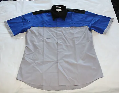 Mens Grey Blue Car Service Mechanic Short Sleeve Work Shirt Size S New • $29.95