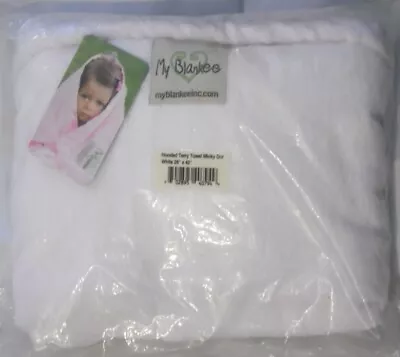 NEW My Blankee Hooded Terry Towel Minky Dot White 26x42 Inches Newborn WO112 • $28.50