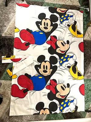 3 Vintage Mickey & Minnie Mouse Curtain Panels W/ Ties - 40  X 59  • £24.09