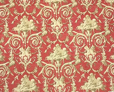 P Kaufmann Angels Red Beige Floral Trellis Multiuse Cotton Fabric By Yard 54 W • $13.99