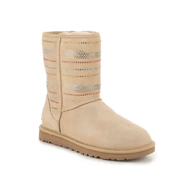 Ugg Australia Classic Short Serape Bling Swarovski Crystals Tan Boots Womens 8 • $89.98