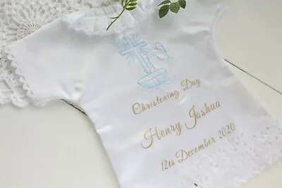 Personalised Christening Baptism White Satin Handkerchief With Name And Date • £9.99