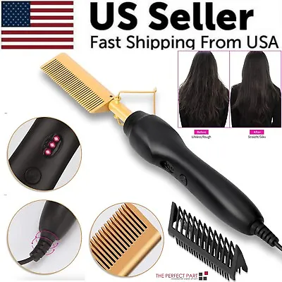 Hair Straightener Comb Pro Electric Beard Straightening Comb Heat Hot Comb Press • $12.99