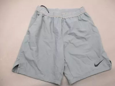 NIKE DRI-FIT Size M Mens Gray Stretch Waist Pocket Athletic Running Shorts 216 • $10