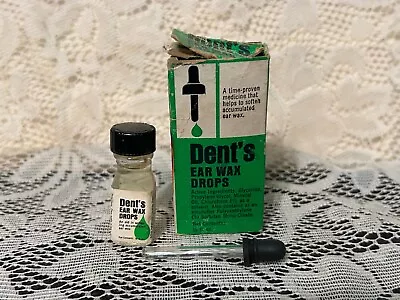 Vintage DENT'S EAR WAX DROPS With Glass Dropper • $10