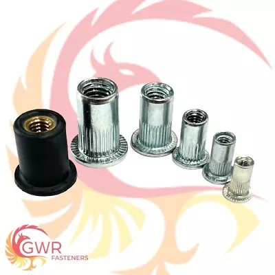 Aluminium Steel Stainless Steel & Rubber Rivnuts Open Rivet Nutserts Rubnuts • £3.90