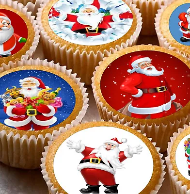 £2.30 • Buy 24 Edible Christmas Santa Style Iced Fondant / Card Cupcake Fairy Cake Toppers
