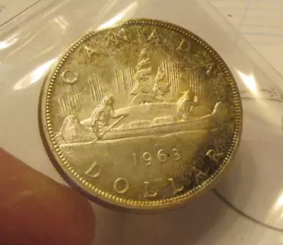 1963 Canada Silver $1 Dollar Coin - 80% Silver - Great Condition I TONING • $6.50