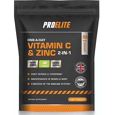 Vitamin C & Zinc 2-IN-1 Tablets Immune System Support High Strength - Vegan UK • £6.99