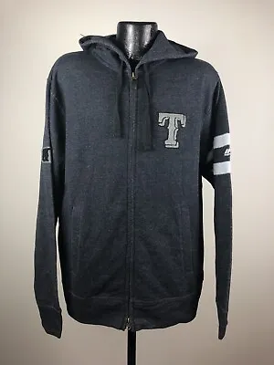 Men's Majestic Texas Rangers Dark Gray Clubhouse Fleece Full Zip Hoodie NWT L • $40