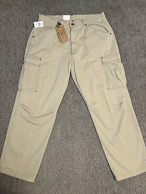 VTG Polo Ralph Lauren Mens 38x32 Cargo Pants Frieghter Leather Cotton Khaki NEW • $149