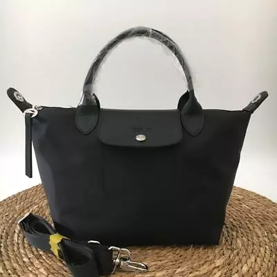 Longchamp Le Pliage New Unused Nylon Leather Black S Neo Strap Shoulder Bag • $151