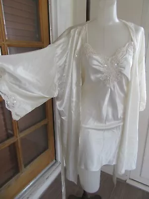 VTG USA 80's Victoria's Secret Nightgown Ivory WEDDING SECOND SKIN Satin Gown M • $49.99