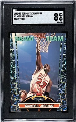 1992-93 Topps Stadium Club Beam Team #1 Michael Jordan Bulls HOF SGC 8 Nice Copy • $335