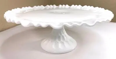 Vintage Mid-Century Fenton Pedestal Cake Stand Olde Virginia Milk Glass MCM • $45