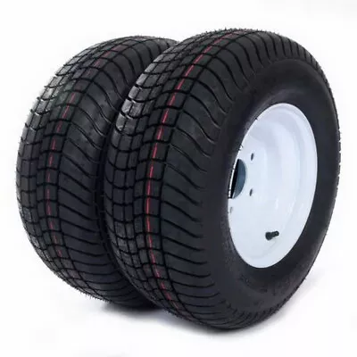 2 * Trailer Tires On Rims 205/65-10 20.5x8.0-10 LRC 5 Lug Hole Bolt White Wheel • $164.48