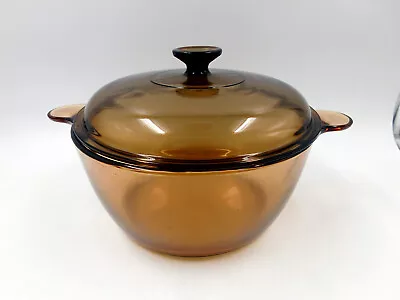 Corning Pyrex Vision Ware - Amber Cookware - 3.5 L Dutch Oven Stock Pot With Lid • $39.50