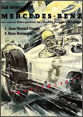 Big Prize 1954  Mercedes Grosser Preis Vintage Poster Print German Car Racing • $21.58