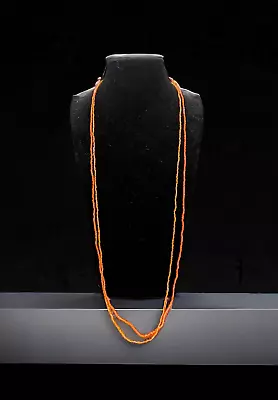 34  Vintage Orange Beaded Rope Necklaces - Set Of 2 • $8.48