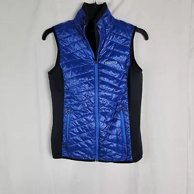 Marmot Womens Small Variant Fleece Blue Black Quilted Vest • $26.50