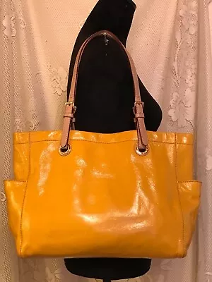 Michael Kors Mustard Yellow Patent Leather Large Tote/Shopper W/Double Straps • $49.99