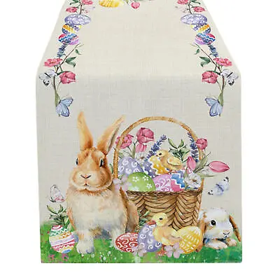 Easter Table Runner 72x13in Happy Easter Spring Colorful Table Cloth Festive Dec • £12.47