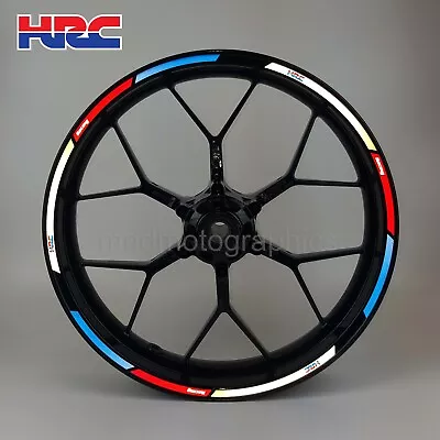 HRC Reflective Motorcycle Wheel Decals Rim Stripes Stickers For Honda Racing • £29.88