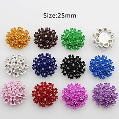 Colorful Flower Crystal Rhinestone Buttons - Round Sew Decor Craft Buttons 10pcs • $15.53
