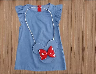 Minnie Mouse Disney Dress Outfit Photoshoot First Birthday Clothes Denim Smash • $22