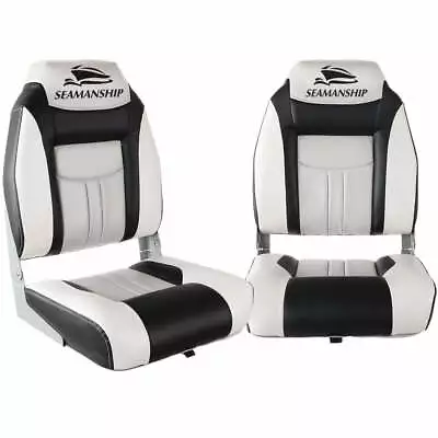 $186.14 • Buy Seamanship 2X Folding Boat Seats Seat Marine Seating Set All Weather Swivels GR