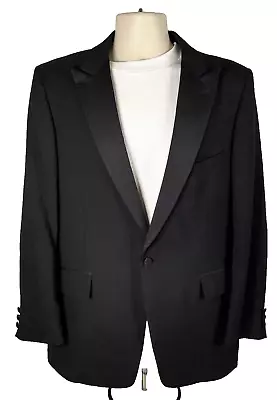 After Six Jacket Mens 42R 1 Button Dinner Black Polyester Union Made Vintage USA • $38.99