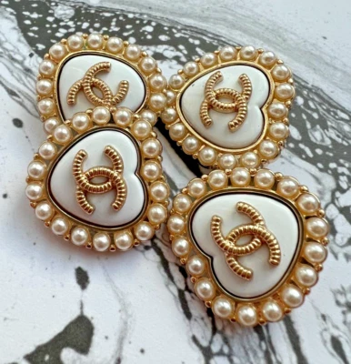 £53.38 • Buy SET 4 LOT CHANEL Button Buttons Ø 0,91 Inch 2,3 Cm Vintage CC Logo