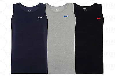 Men's Nike Vest Tank Top Sleeveless T-Shirt Singlet - Black Navy Grey • £12.99