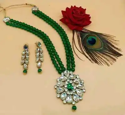$10.79 • Buy Indian Pearl Gold Tone Fashion Jewelry Wedding Bridal Necklace Earring Mala Set