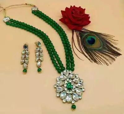 $10.79 • Buy Indian Pearl Gold Tone Fashion Jewelry Wedding Bridal Necklace Earring Mala Set