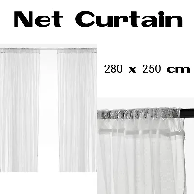 Plain Voile Net Curtain Pair Sheer Panels Air Pass Slot Top Insects Blind • £11.99