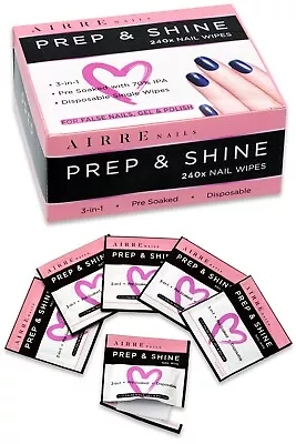Alcohol Prep & Shine Nail Wipes (3in1) For Gel Polish Nails & False Nails  AIRRE • £3.49