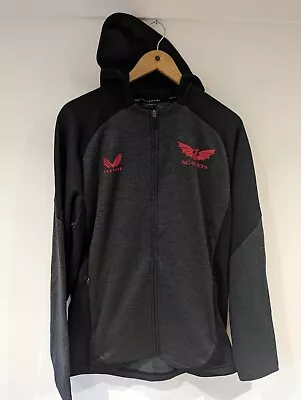 New Mens Castore Scarlets Rugby Grey Training Match Full Zip Hoody Size Medium • £0.99