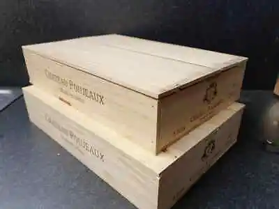 £19.95 • Buy Wine Box With Lid - Flat Half Size Genuine French Wooden Wine Crate Storage