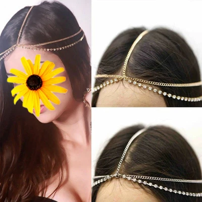 £2.98 • Buy Head Piece Chain Diamante Hair Band Headwear Headband Rhinestone Festival UK