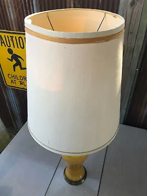 Original Mid-Century Eames Era Table Lamp Mustard Speckled Ceramic Brass Base  • $79.95