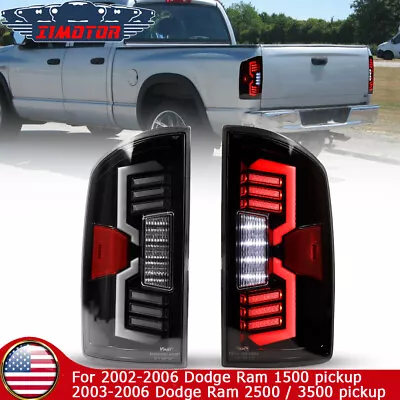  LED Tail Lights For 2002-2006 Dodge Ram 1500 2500 3500 Glossy Black Sequential  • $272.99