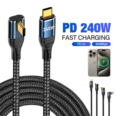 PD 240W USB C To USB C Fast Charging Cable Universal Elbow Data Transfer Cord • $10.99