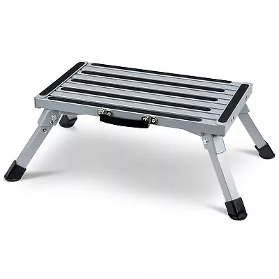 Folding Aluminium Stool Portable Caravan Step Ladder Trailer 200KG Loading Home • $56.99