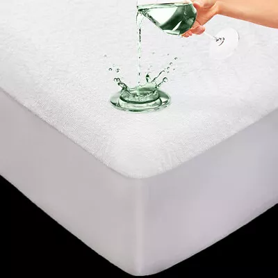Waterproof Terry Towel Mattress Protector Fitted Sheet Bed Cover Non-Allergenic  • £5.99