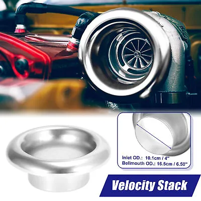 4  Inlet Bellmouth Velocity Stack Adapter Air Intake Turbo Horn Silver Tone • $24.49