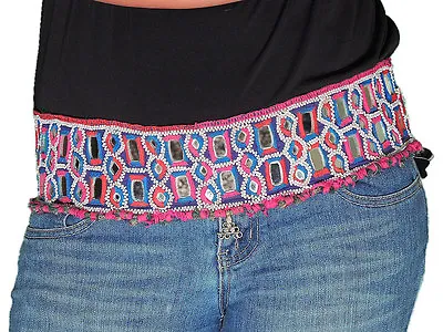 Gypsy Belt - Mirror Work Embroidered Tribal Belly Dance Clothing Accessory • $35.19